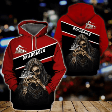 FUNSTUFFPRINT Train Shirts Unique Railroader Red Best Design 3D Hoodie and Zip Hoodie