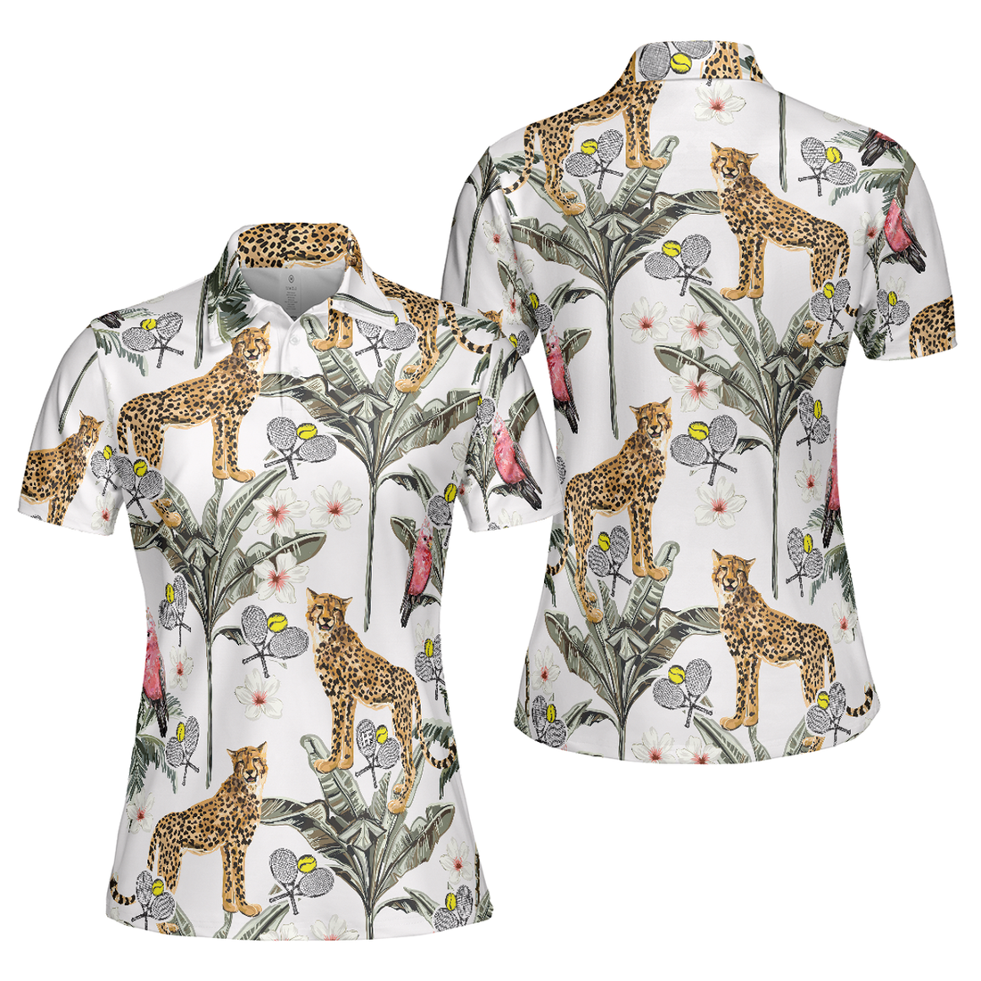 Tropical Coconut Leopard Tennis Shirt For Women Short Sleeve Women Polo Shirt