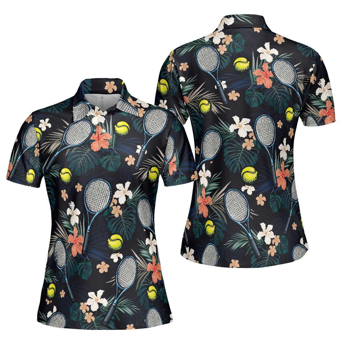 Tropical Floral Tennis Shirt For Women Short Sleeve Women Polo Shirt