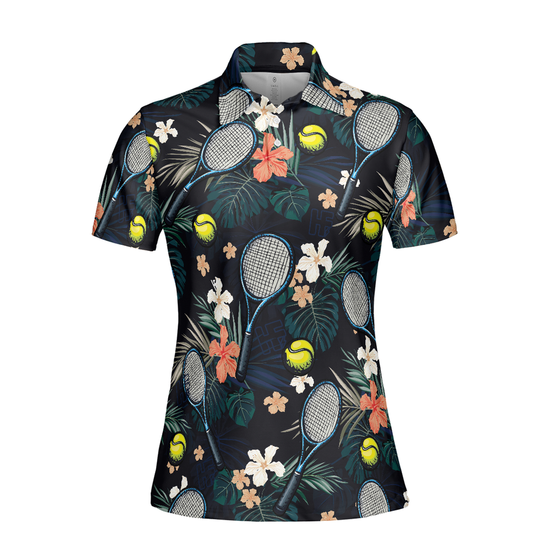 Tropical Floral Tennis Shirt For Women Short Sleeve Women Polo Shirt