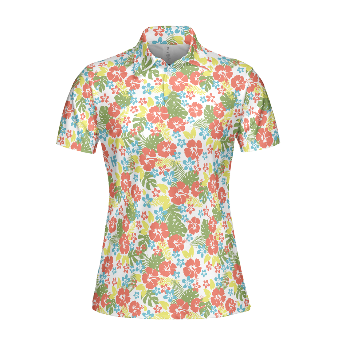 Tropical Flowers Pattern Short Sleeve Women Polo Shirt