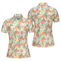 Tropical Flowers Pattern Short Sleeve Women Polo Shirt