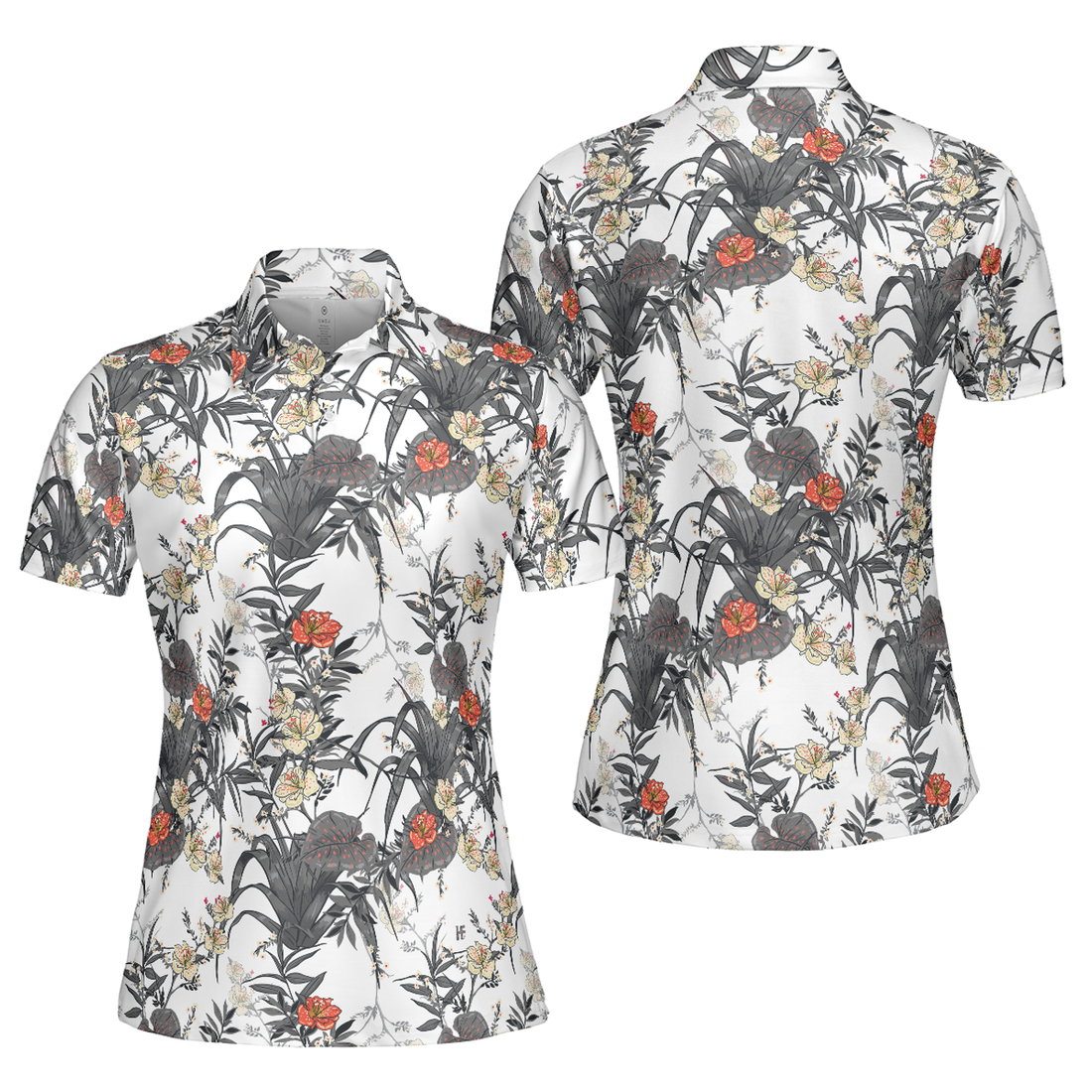 Tropical Flowers Shirt Short Sleeve Women Polo Shirt
