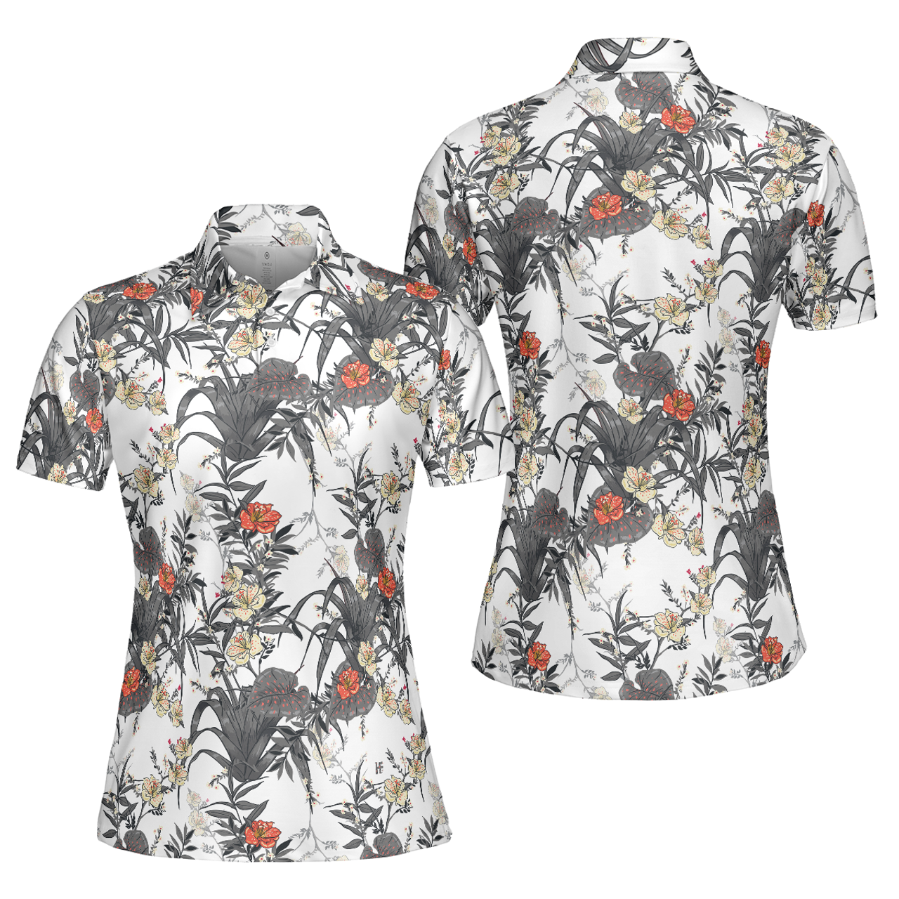Tropical Flowers Shirt Short Sleeve Women Polo Shirt