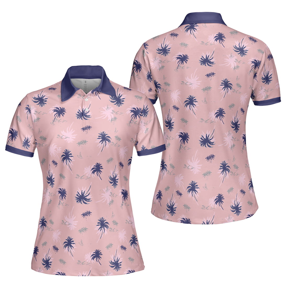 Tropical Palm Tree Pattern Shirt Short Sleeve Women Polo Shirt
