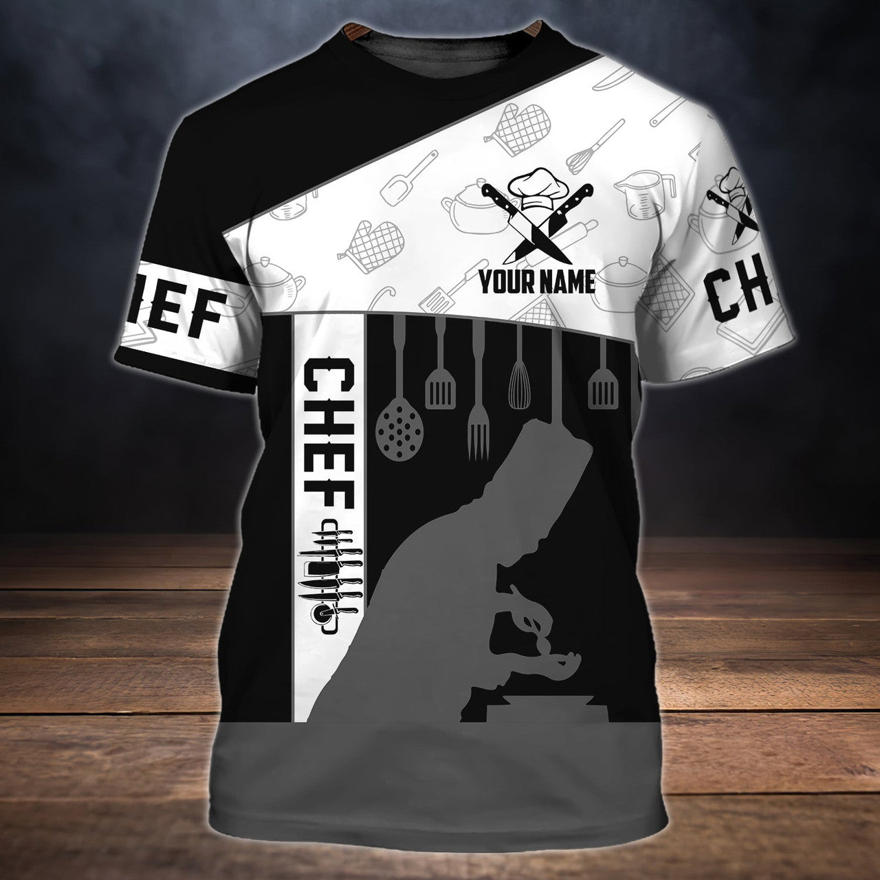 FUNSTUFFPRINT Chef 2 - Personalized Name 3D T-Shirt