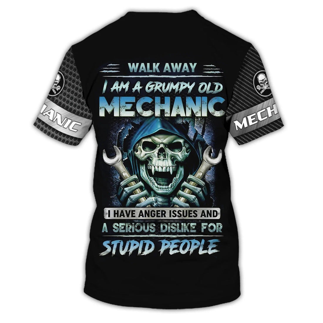 FUNSTUFFPRINT Grumpy Old Mechanic 3D Shirts Personalized Name, Skull Mechanical T-Shirt For Him, Mechanic Men Shirt 3D T-shirt