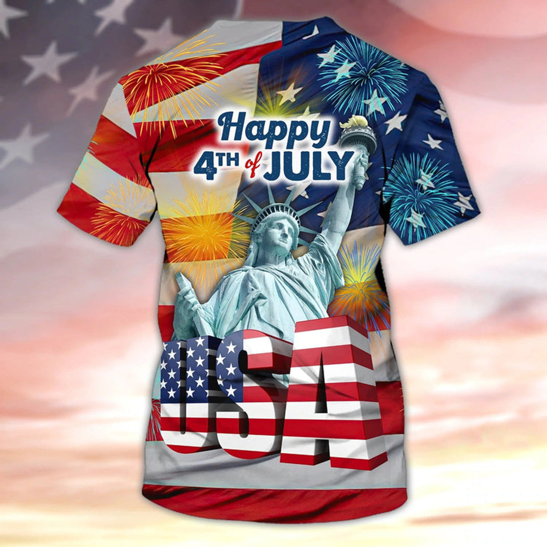 FUNSTUFFPRINT 4Th Of July Independence Day Strong American 3D All Over Printed 3D T-shirt