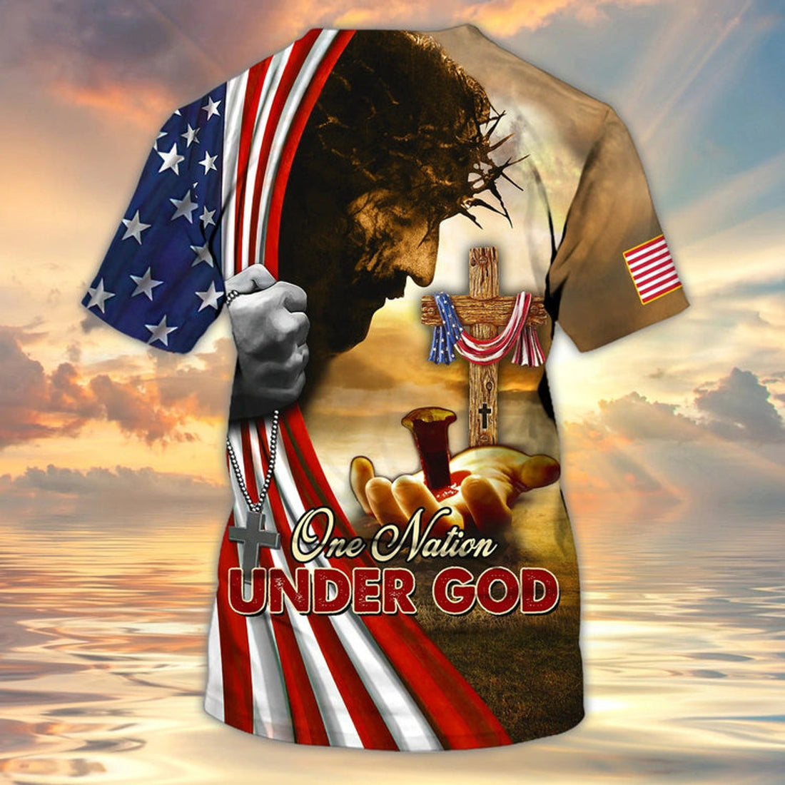 FUNSTUFFPRINT One Nation Under God Christian 3D Full Printed Shirts, Independence Day Hoodie 3D Tee Shirt, Patriotice 3D T-Shirts 3D T-shirt