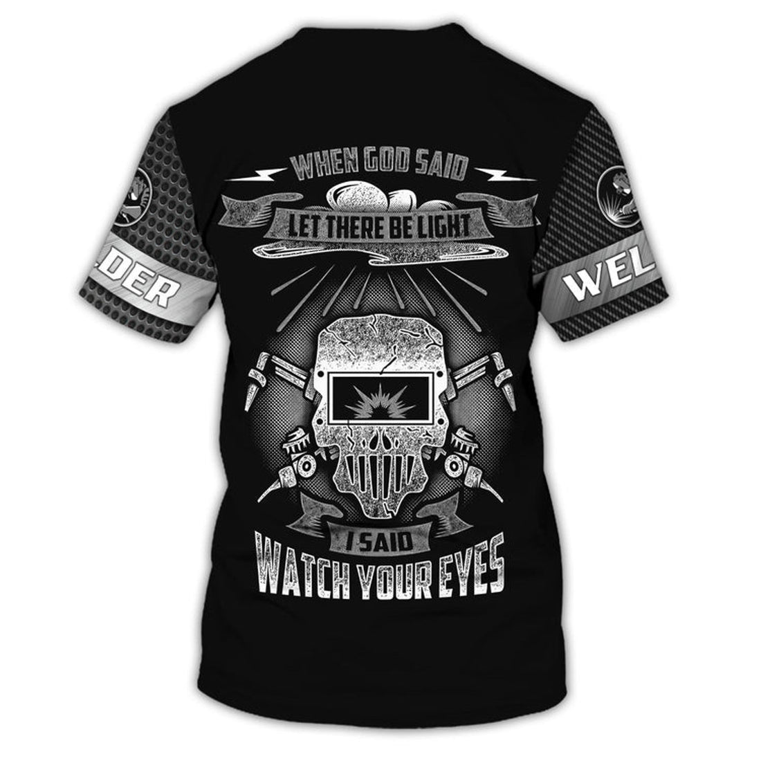 FUNSTUFFPRINT Welder I Said Watch Your Eyes 3D Shirts Personalized Name, Funny Skull Welder Shirt 3D T-shirt