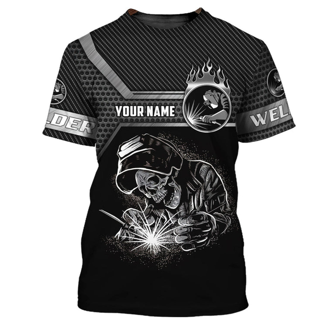 FUNSTUFFPRINT Welder I Said Watch Your Eyes 3D Shirts Personalized Name, Funny Skull Welder Shirt 3D T-shirt