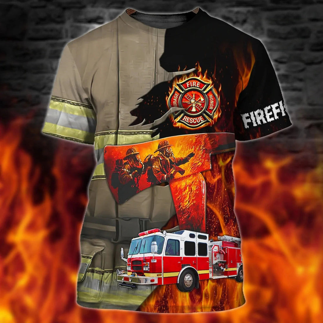 Firefighter All Over Print 3D T-Shirt, Firefighter 3D Tee Gift To Fire Man, Firefighter