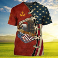 FUNSTUFFPRINT Eagle Us Flag One Nation Under God, 4Th Of July 3D T-shirt