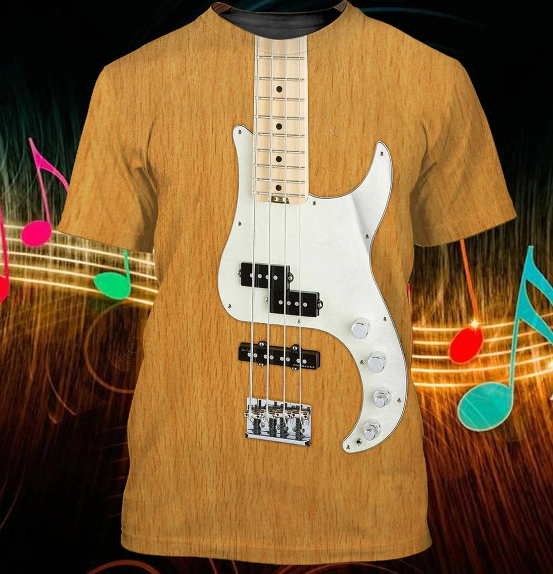 FUNSTUFFPRINT Sublimation Shirt For Guitar Bass Men Love Guitar 3D T-Shirts Bass Guitar 3D T-shirt
