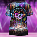 FUNSTUFFPRINT 3D All Over Print Dj Neon Night Club T-Shirt, Night Party Shirt For Dj, Disc Jockey Shirt 3D T-shirt