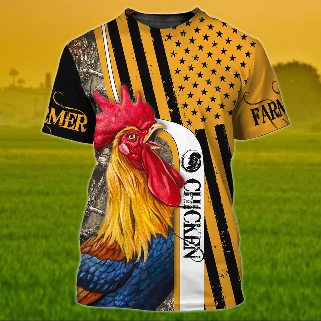 FUNSTUFFPRINT 3D All Over Print Chicken Shirt Rooster 3D T-Shirt Gift For Farmer 3D T-shirt