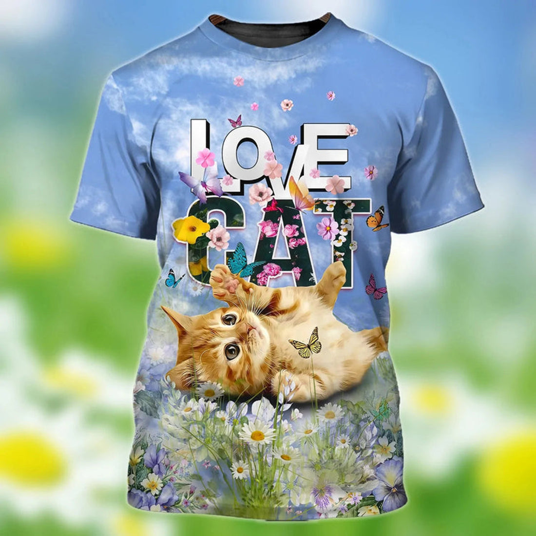 Love Cat Zip Up Hoodie For Women, 3D All Over Print Cat With Butterfly Shirt, Cat With Flower, Gift For Cat Lover
