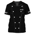 FUNSTUFFPRINT Chef Personalized Shirt Chef Apparel Chef Wear Cook Shirts Chef Uniform Black & White 3D T-shirt