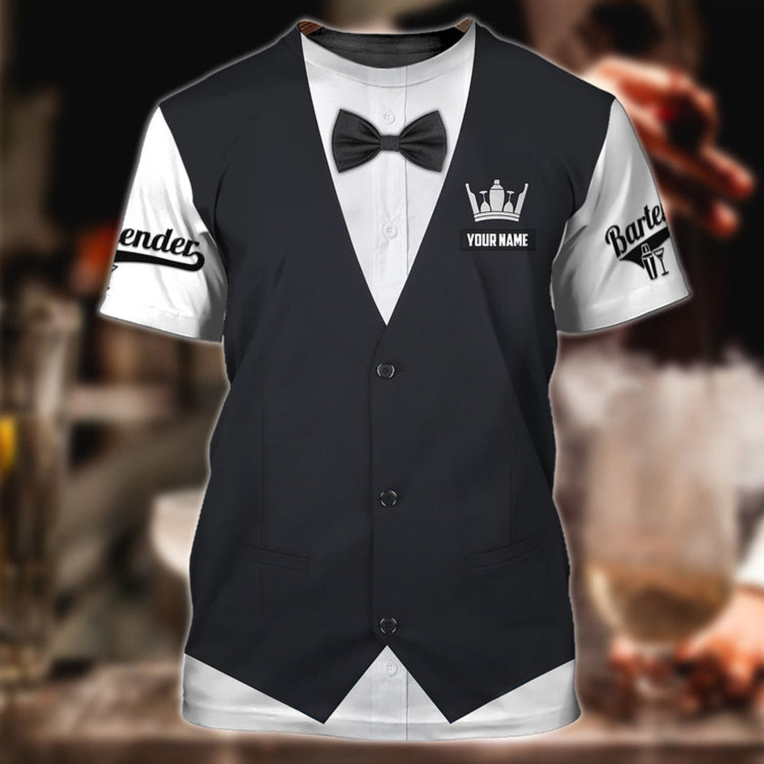 FUNSTUFFPRINT Personalized Bartender 3D T-Shirts, All Over Printed Barista Shirts, Bartender Gift, Gift For A Barista 3D T-shirt