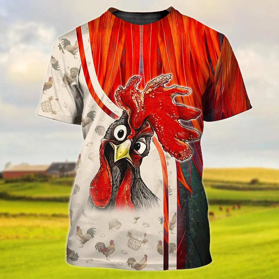 3D Farmer Shirt For Chicken Lover Rooster Full PrinT-Shirts Farmer Gifts