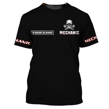 FUNSTUFFPRINT Custom 3D T-Shirt For Mechanic Men, I'm A Mechanic I Can't Fix Stupid, Skull Mechanical T-Shirt, Mechanic Husband Gift 3D T-shirt