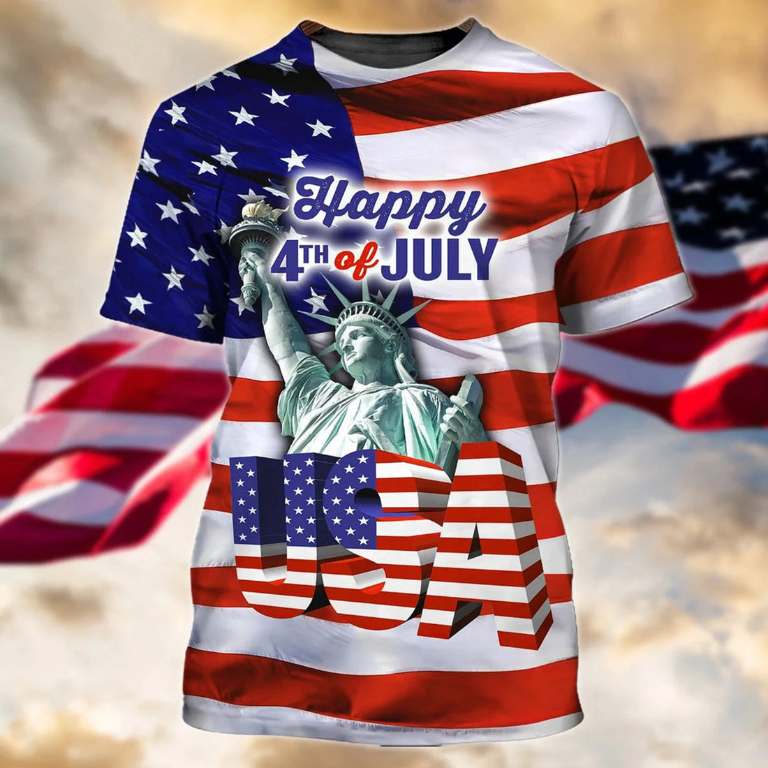 Happy Independence Day 3D All Over PrinT-Shirt, 4Th Of July 3D Tee Shirts