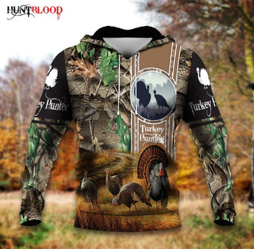 FUNSTUFFPRINT Turkeys Hunting Blur Camo Pattern Lht Ntnw Unisex 3D Hoodie and Zip Hoodie