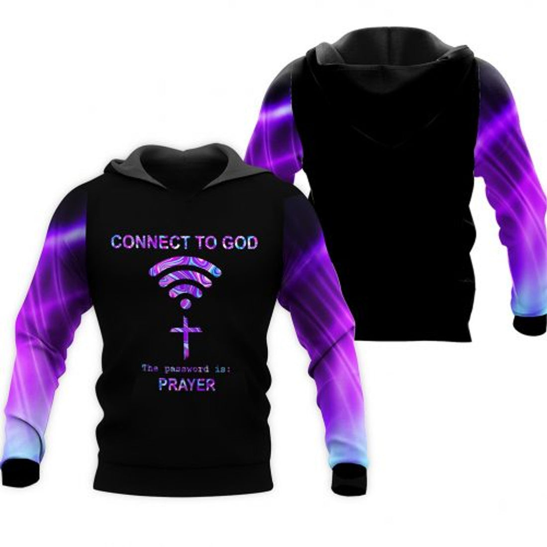 FUNSTUFFPRINT Jesus Hoodie Connect To God The Password Is Prayer 3D Hoodie and Zip Hoodie