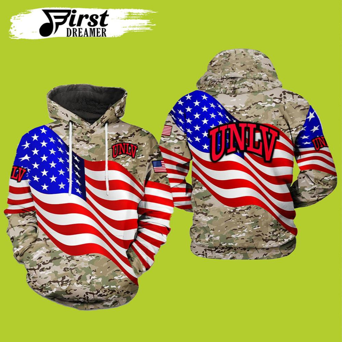 FUNSTUFFPRINT Rebels NCAA US Flag Camo Veteran 3D Hoodie and Zip Hoodie