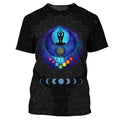 Meditation Girl Seven Chakra Mandala 3D T-Shirt, Black Mandala Shirt, Black Hippie T-Shirt