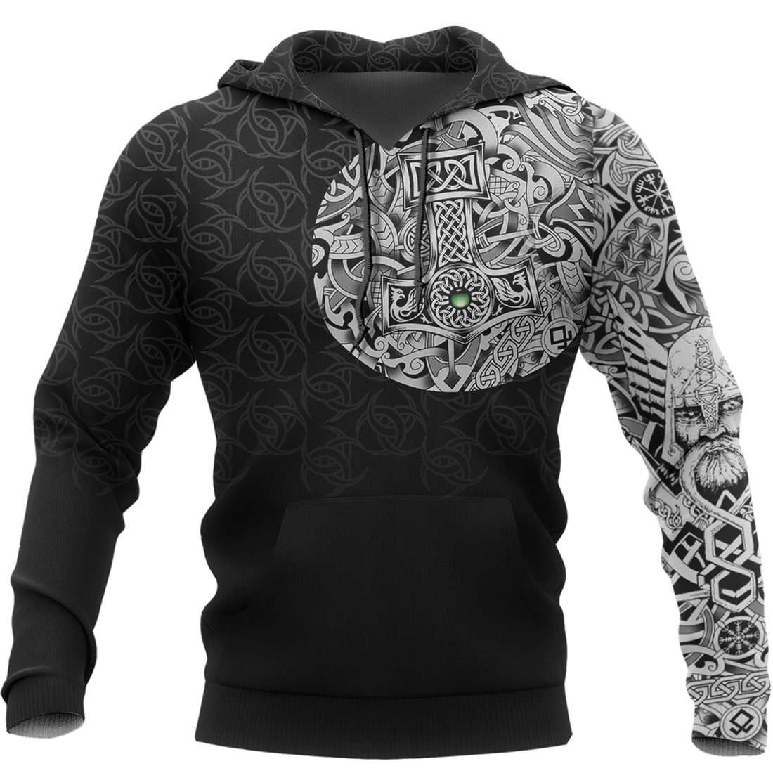 FUNSTUFFPRINT Viking Odin Norse Valhalla Best Viking Tattoo 3D Hoodie and Zip Hoodie
