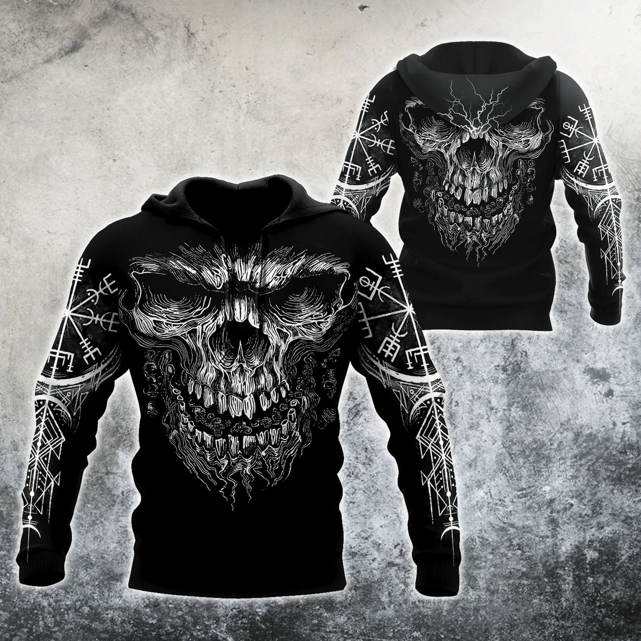FUNSTUFFPRINT Viking Skull 3D Hoodie and Zip Hoodie