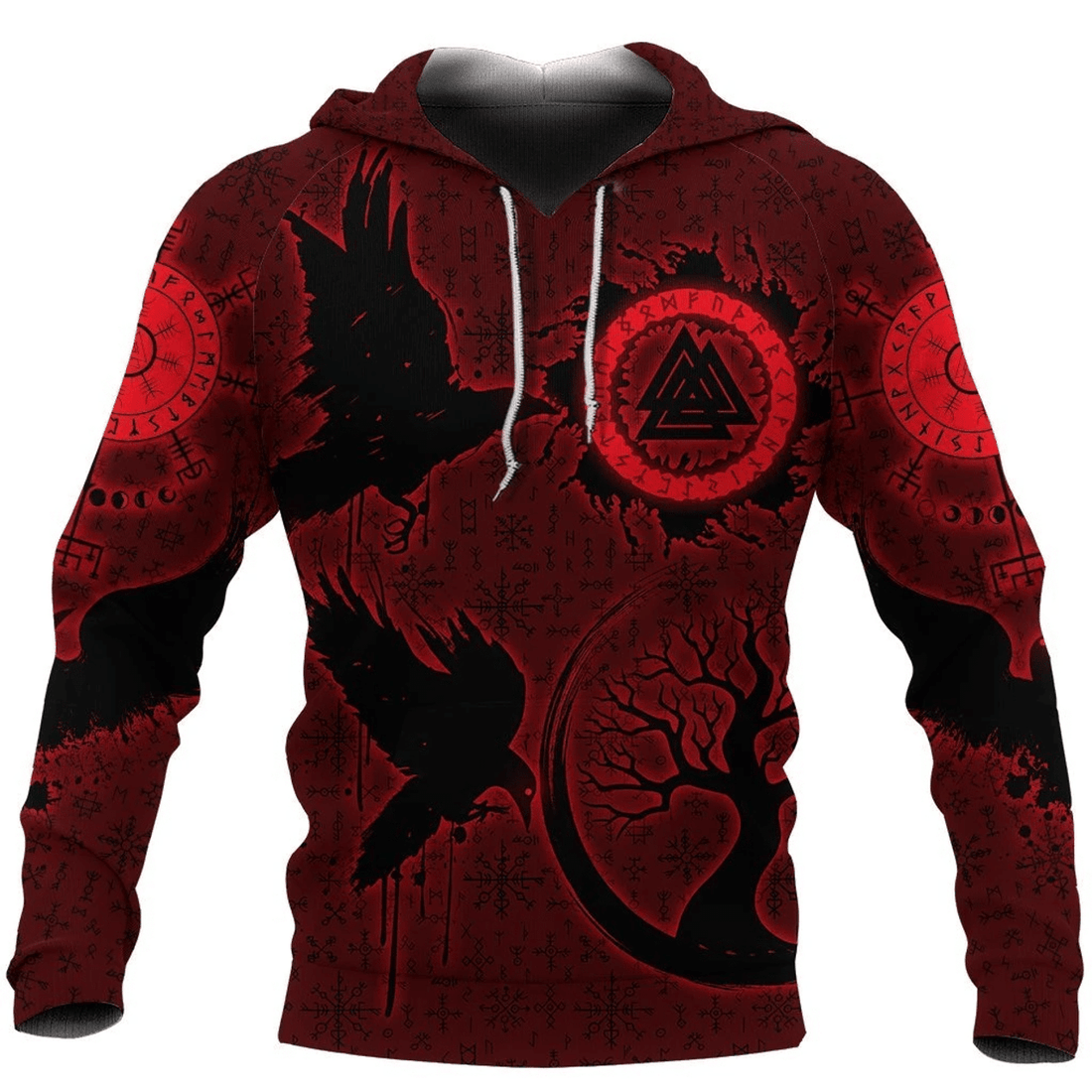 FUNSTUFFPRINT Viking Valknut Huginn And Muninn 3D Hoodie and Zip Hoodie