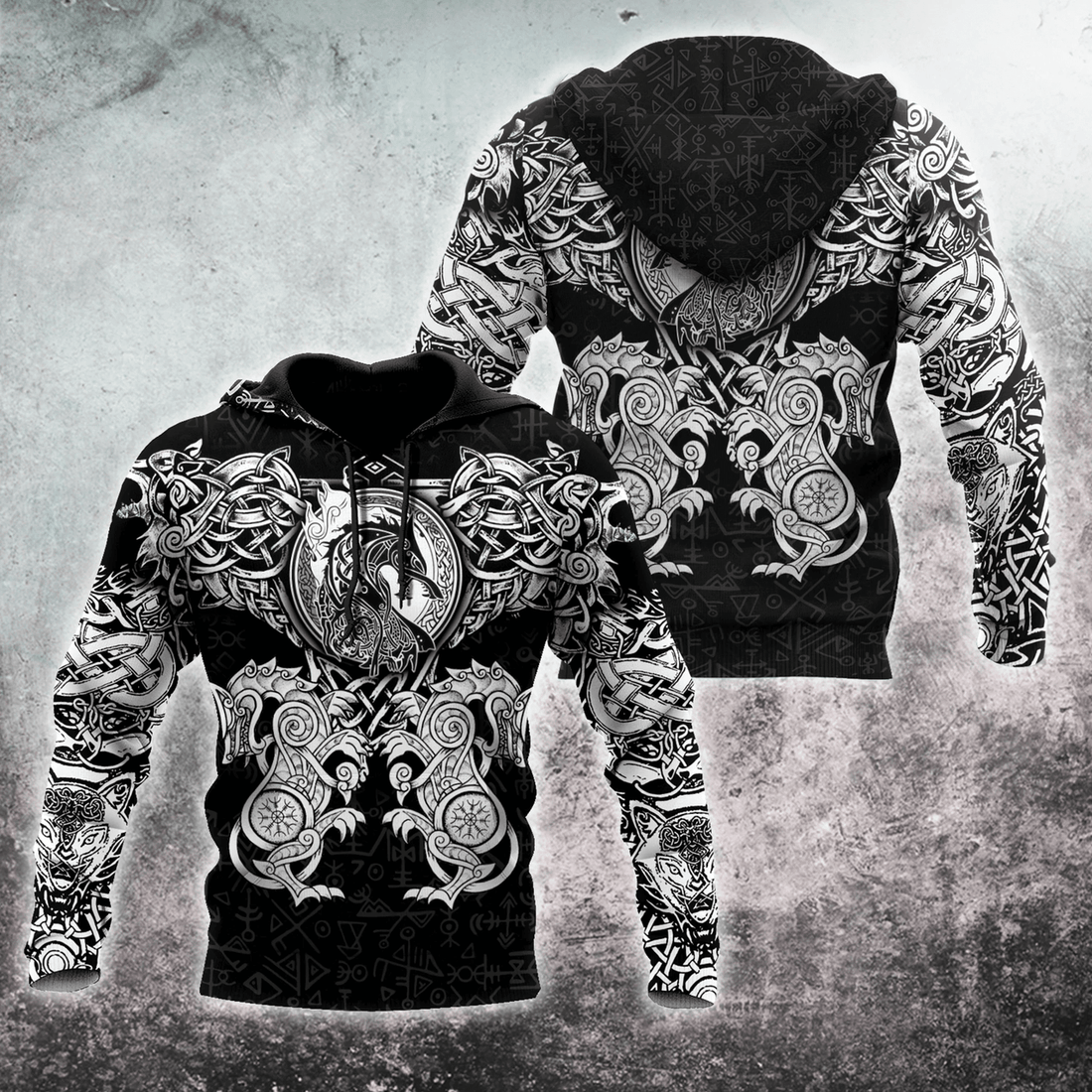 FUNSTUFFPRINT Viking Wolf 3D Hoodie and Zip Hoodie