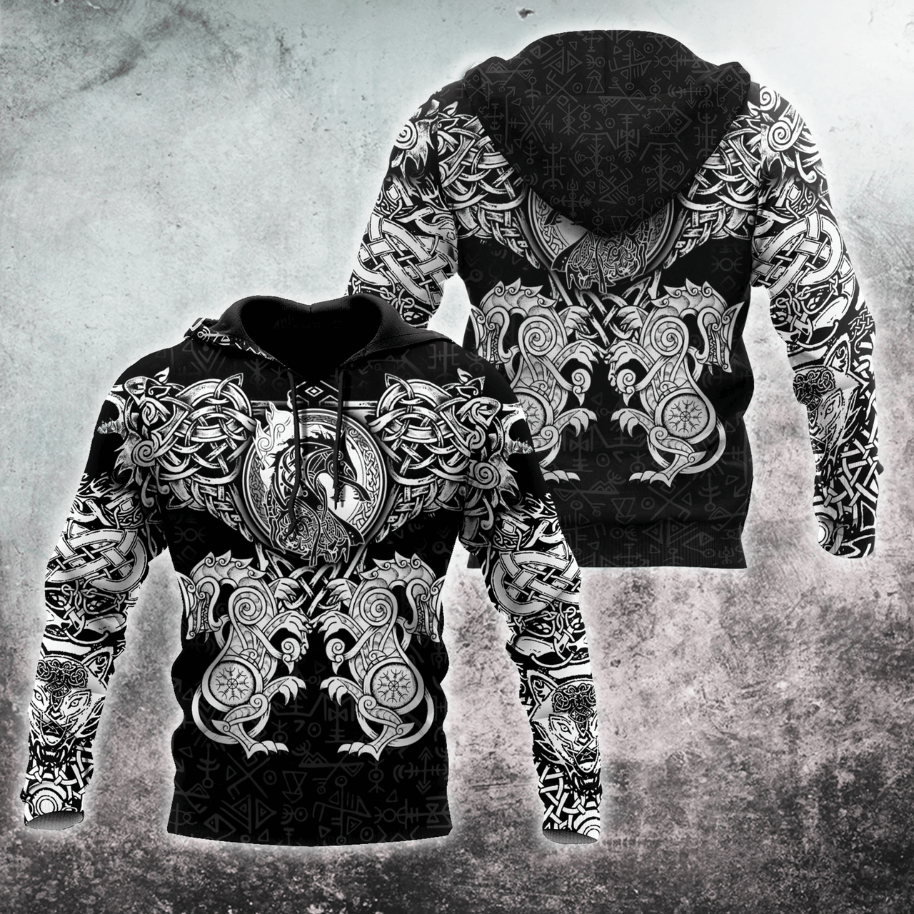 FUNSTUFFPRINT Viking Wolf 3D Hoodie and Zip Hoodie