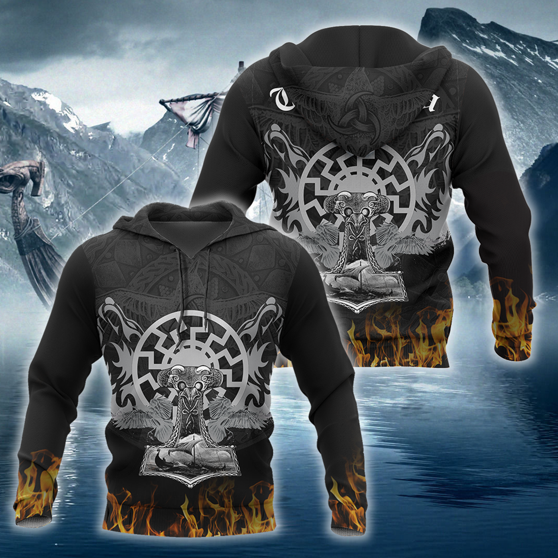 FUNSTUFFPRINT Vikings 3D Hoodie and Zip Hoodie