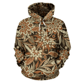 FUNSTUFFPRINT Vintage Brown Bohemian Floral Pullover 3D Hoodie and Zip Hoodie
