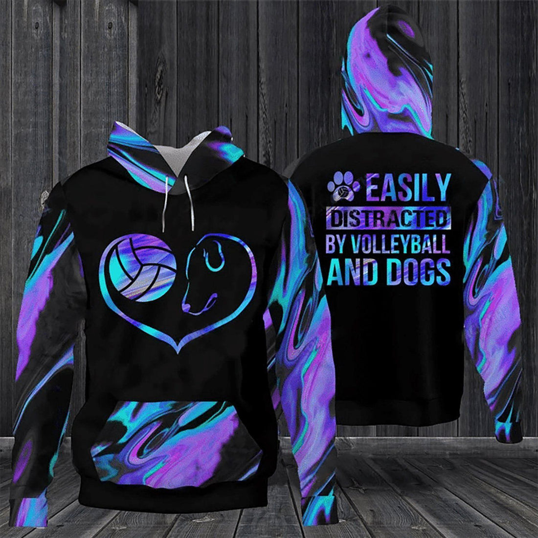 FUNSTUFFPRINT Volleyball And Dog 3D Hoodie and Zip Hoodie