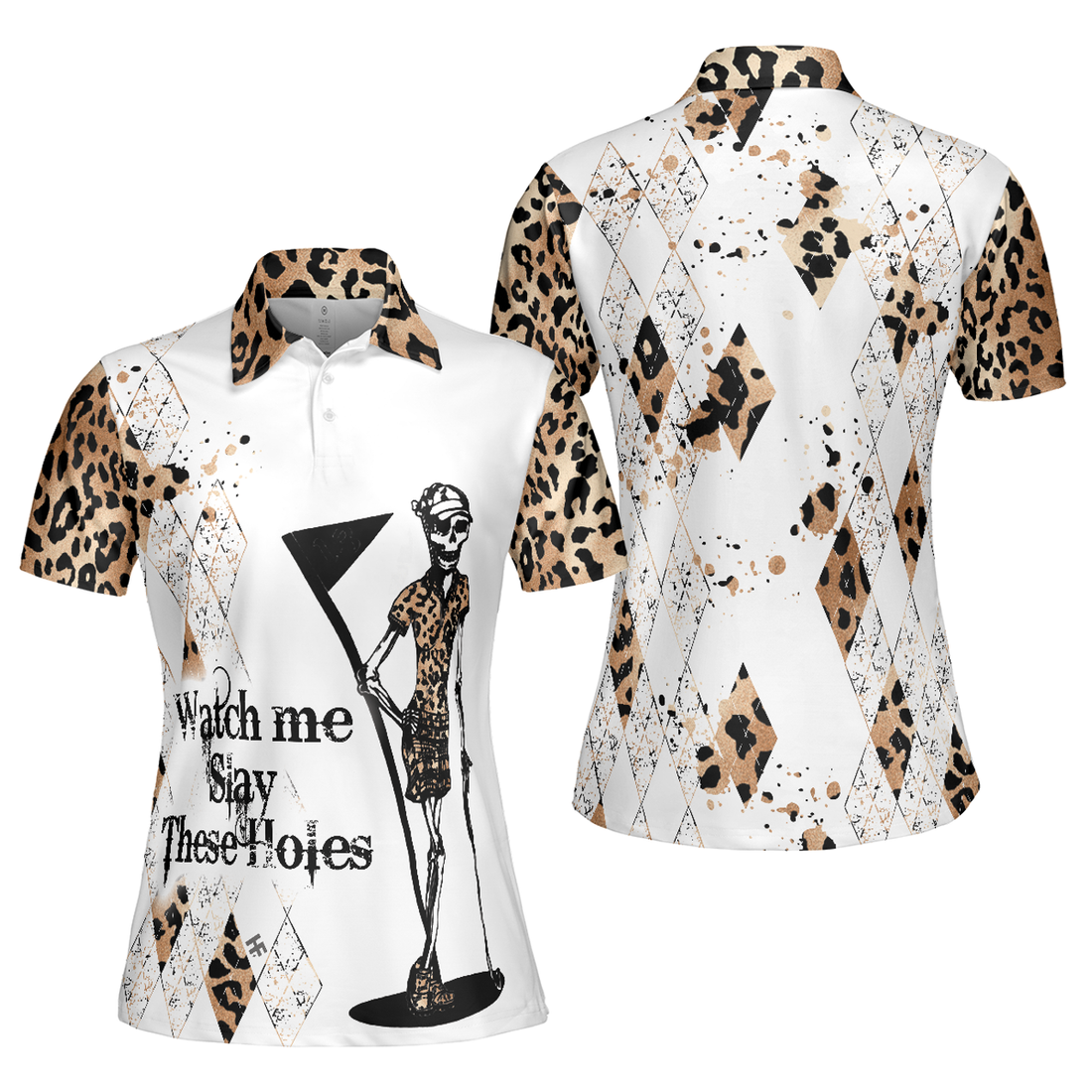 Watch Me Slay These Holes Panther Skin Pattern Short Sleeve Women Polo Shirt