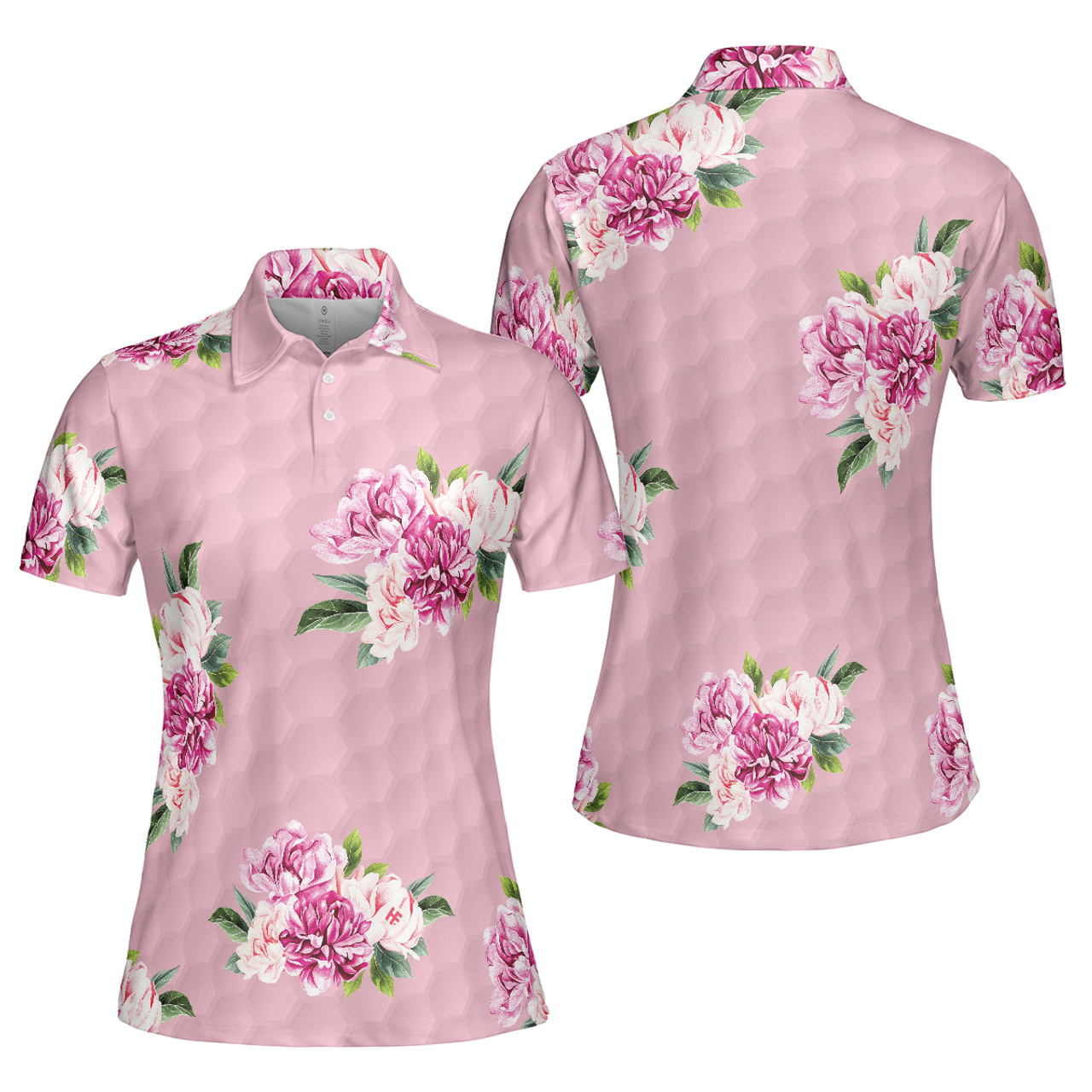 Watercolor Flowers And Golf Short Sleeve Women Polo Shirt