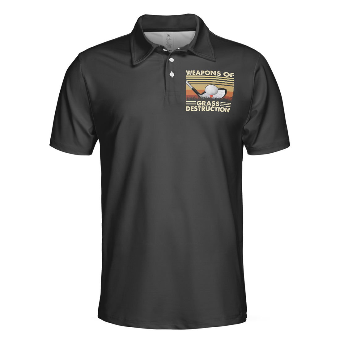 Weapons Of Grass Destruction Short Sleeve Polo Shirt, Vintage Chess Graphic Black Polo Shirt, Best Golf Shirt For Men