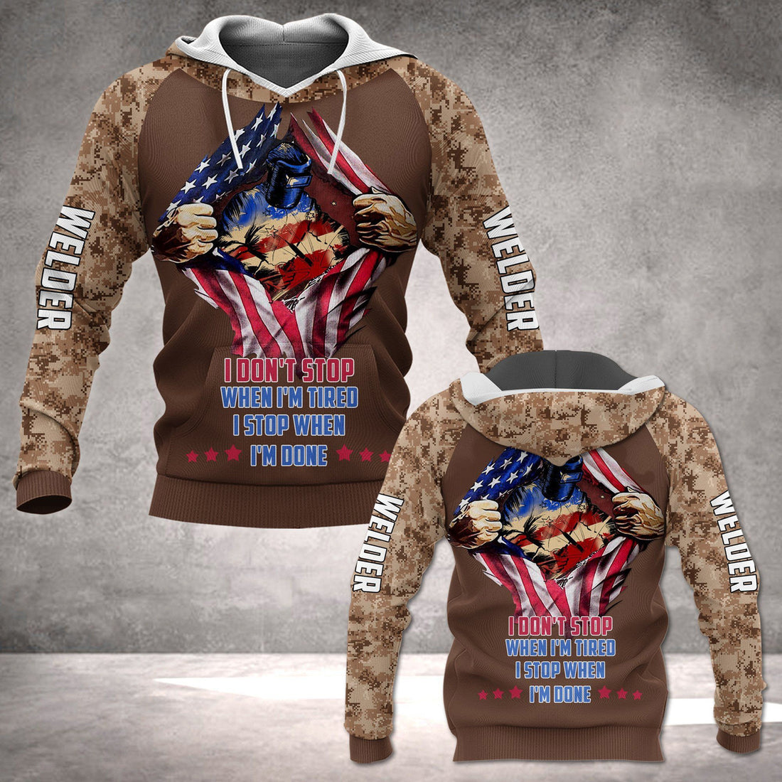 FUNSTUFFPRINT WELDER PATRIOT LMT FLAG FCTV 3D Hoodie and Zip Hoodie