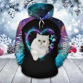 FUNSTUFFPRINT White British Shorthair Cat Paws Heart 3D Hoodie and Zip Hoodie