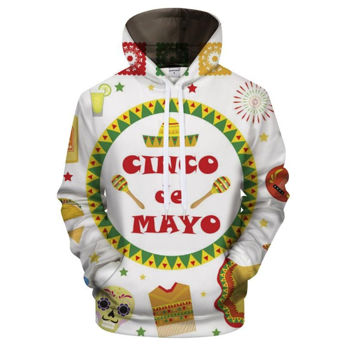 FUNSTUFFPRINT White Cinco De Mayo Print 3D Hoodie and Zip Hoodie