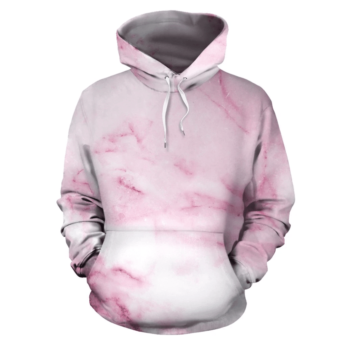 FUNSTUFFPRINT White Pink Marble Pullove 3D Hoodie and Zip Hoodie