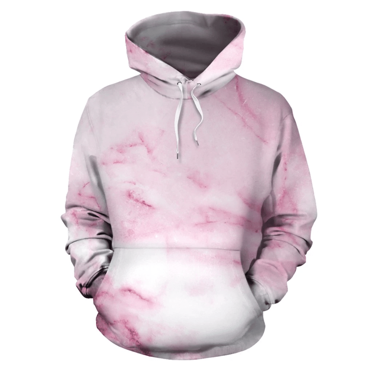 FUNSTUFFPRINT White Pink Marble Pullove 3D Hoodie and Zip Hoodie