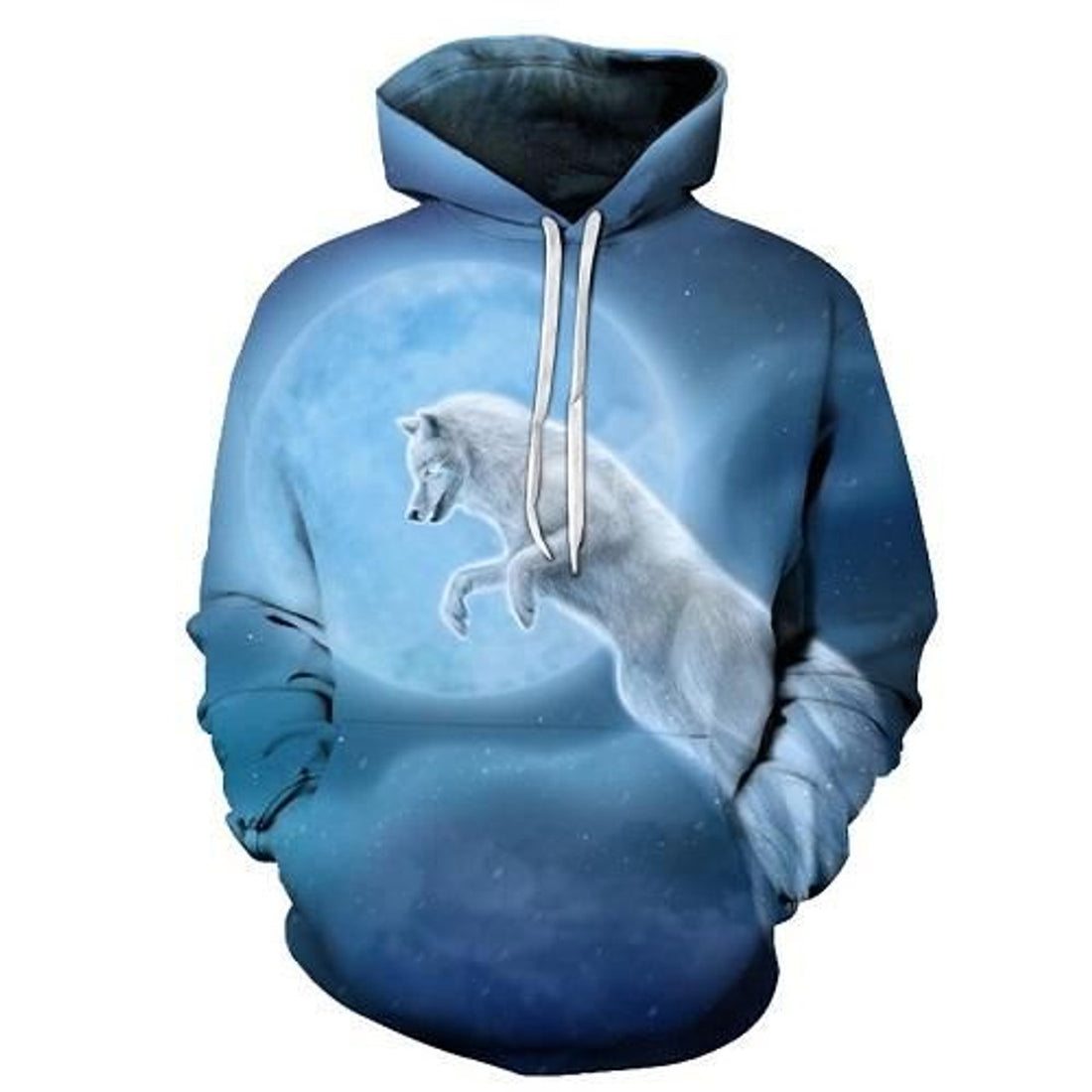 FUNSTUFFPRINT White Wolf Blue Moon 3D Hoodie and Zip Hoodie