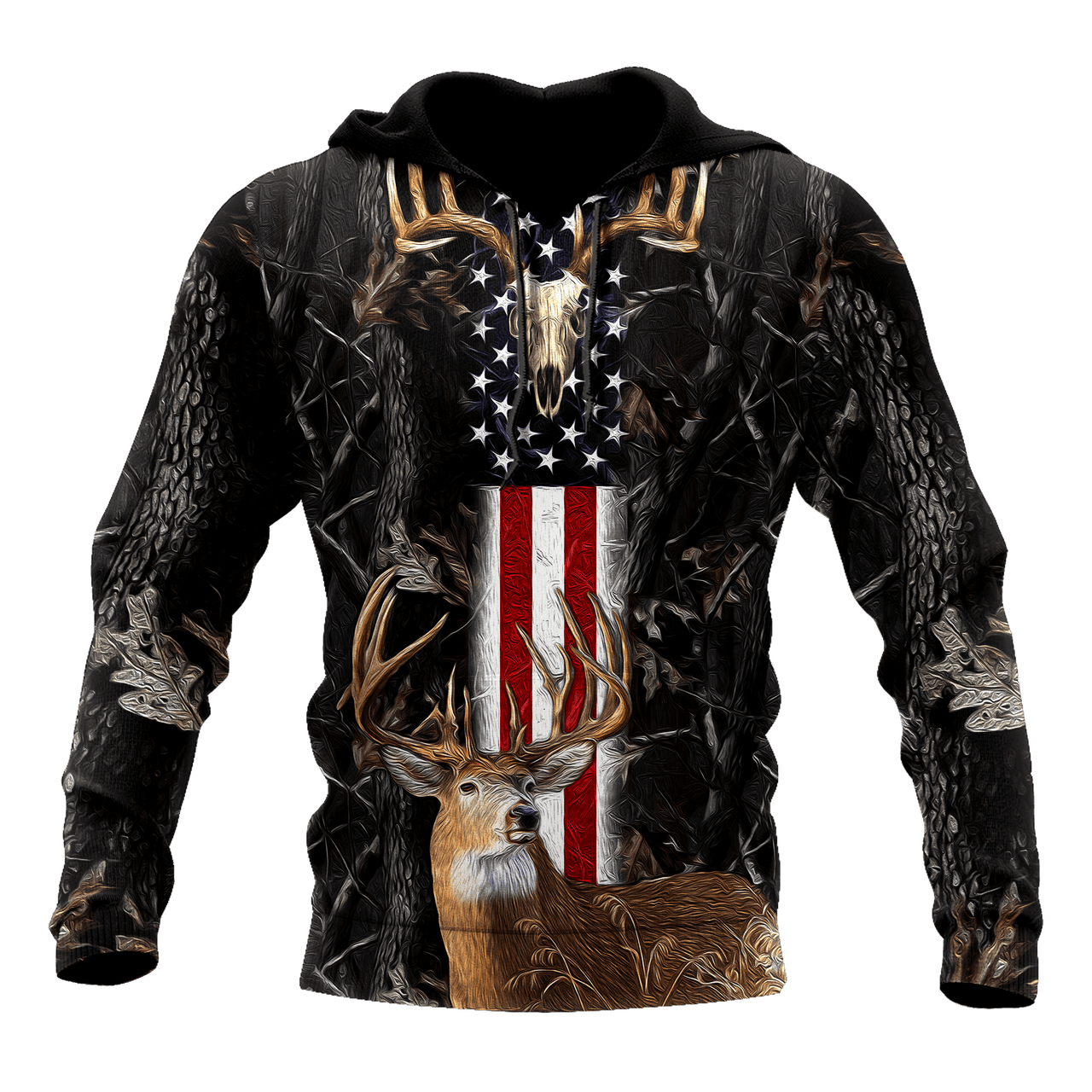 FUNSTUFFPRINT Whitetail Hunter Camouflage Awesome Unisex 3D Hoodie and Zip Hoodie