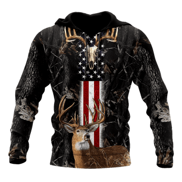 FUNSTUFFPRINT Whitetail Hunter Camouflage Awesome Unisex 3D Hoodie and Zip Hoodie