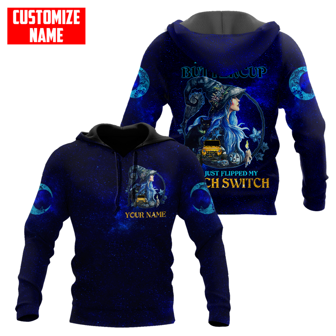 FUNSTUFFPRINT Witch 3D Hoodie and Zip Hoodie
